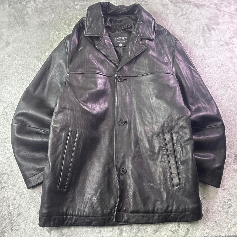 VTG Concepts by Liz Claiborne Leather Jacket Men’s Large Black Mid-Length Coat